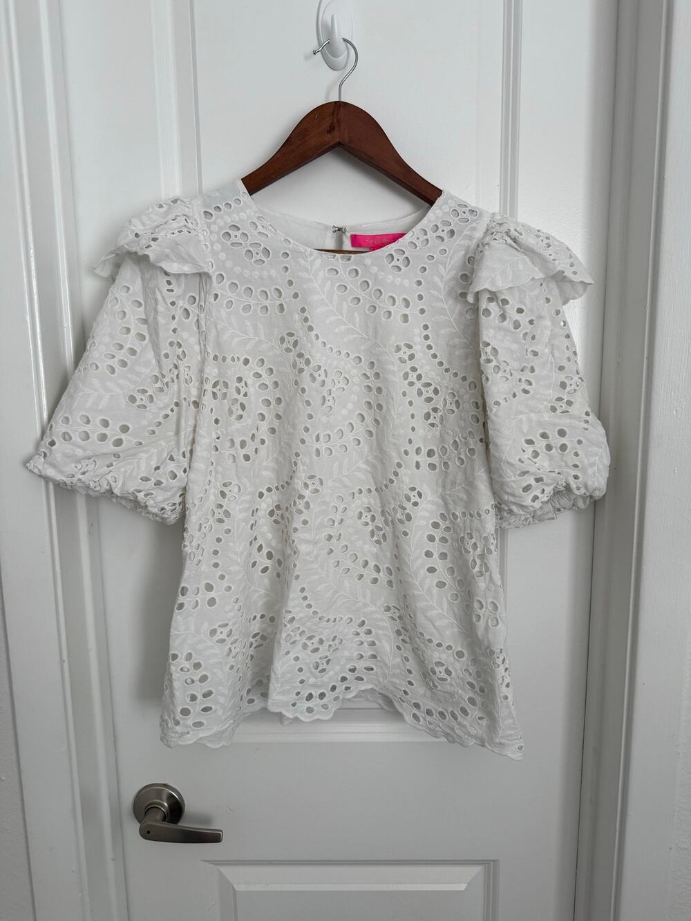 Lilly Pulitzer Aleena Eyelet Lace Puff Sleeve Blouse